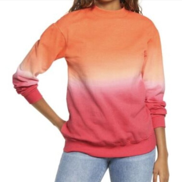 New BP Dip Dye Ombre Crewneck Relaxed Pullover Sweater Size XS  Women Orange - Picture 1 of 11